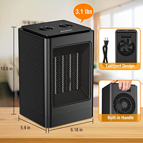 1500w Space Heater Portable 60° Oscillating Electric Heater for Bedroom Office