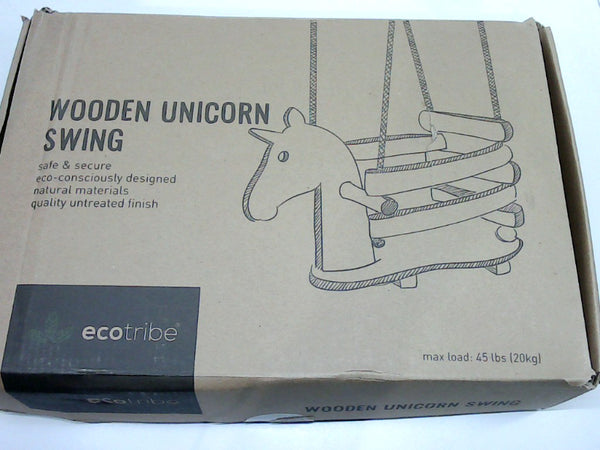 Ecotribe Wooden Unicorn Swing Color WOOD Size 45lbs 20kg
