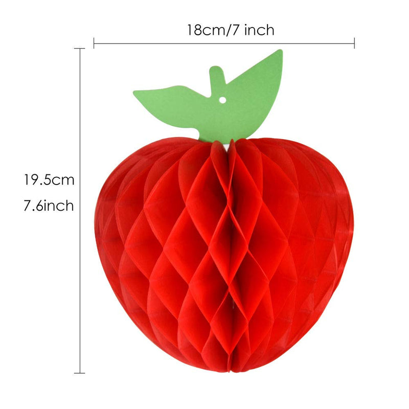 Fepito 15 Pack 7 Inch Apple Tissue Honeycomb Hanging Red Paper Decorations