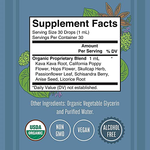 MaryRuth Organics, Herbal Supplement Drop, Calmness & Relaxation, Pack of 1, USDA Kava Root, Sugar/Gluten Free, Support Sleep, Calm & Stress Relief, Vegan, Non-GMO, 30 Servings