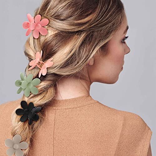 8pcs Flower Claw Clips Non Slip Strong Hold Hair Clips Women Girls Aesthetic