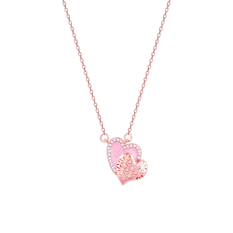 GIVA 925 Sterling Silver Hypoallergenic Rose Gold Dual Heartbeat Necklace