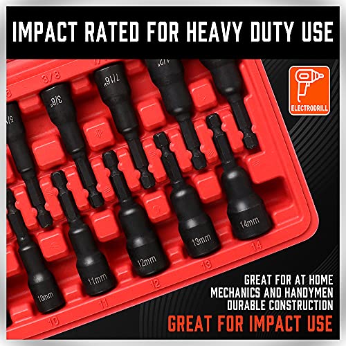 12-Piece Magnetic Nut Driver Set Premium Impact Power Hex Nut Driver Drill Bit Master