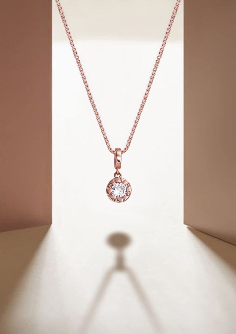 GIVA 925 Hypoallergenic Sterling Silver Rose Gold Minimal Zircon Pendant with Link Chain