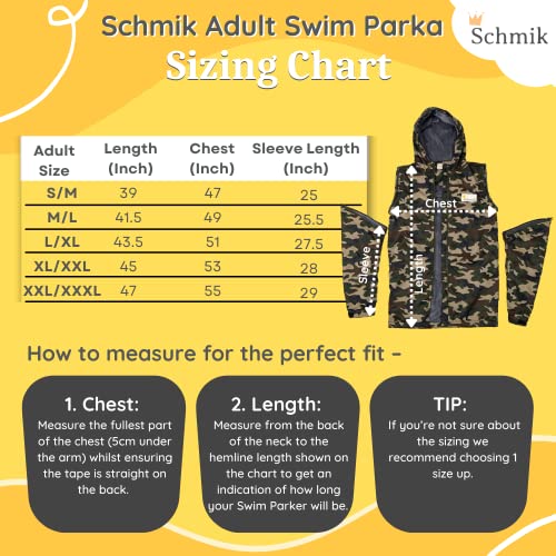 Schmik Unisex Swim Parka Water Resistant Warm Coat Adult Range Free Swim Bag