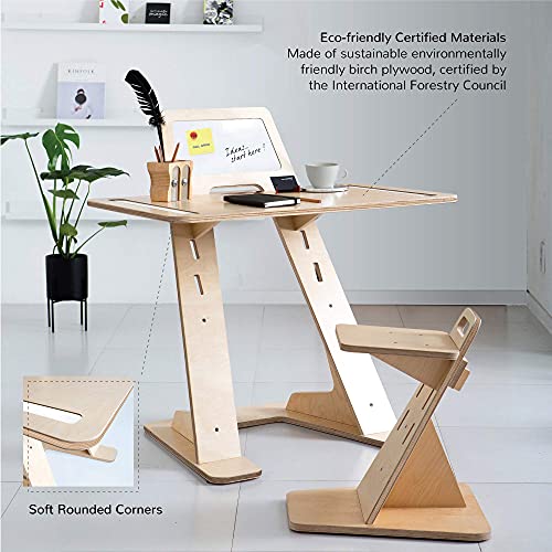 Adjustable Kids Desk & Chair Set Converts to a Magnetic Whiteboard Easel