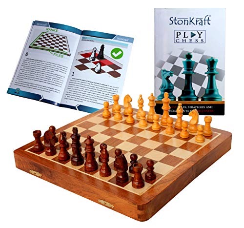 Stonkraft Wooden Chess Board Game Set With Magnetic Pieces 12 X 12 Inch