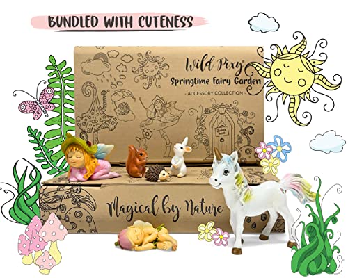 Wild Pixy Fairy Garden Set Miniature Accessories Kit With Fairies and Animals