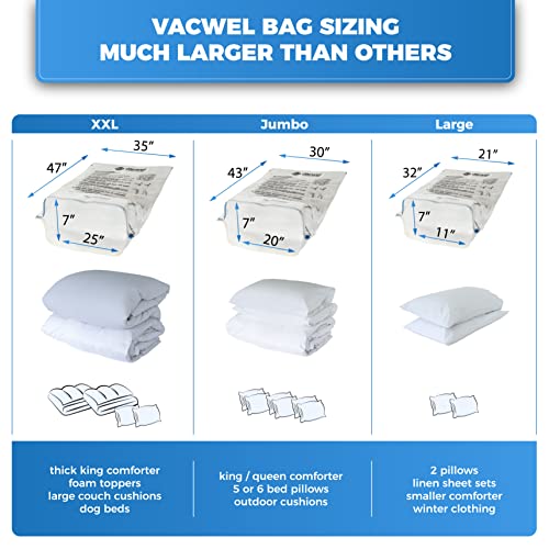 Vacwel 3 Pack Xxl Vacuum Storage Bags 47x35 Inch Plus 1 Large Bag 32x21 Inch