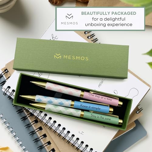 MESMOS 3pk Pastel Ballpoint Pen Set, Inspirational Unique Gifts for Women, Womens Gift, Fancy Pens for Women, Cool Motivational Pens, Nice Writing Pens, Pretty Pens, Boss Lady Office Gift Sets Women