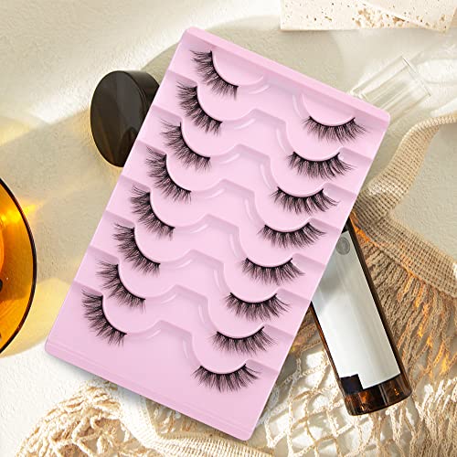 Mavphnee Half Lashes Natural Cat Eye Multi Layer Wispy Fluffy 3d False Lashes