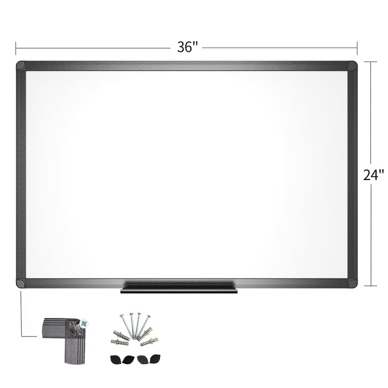 Magnetic Dry Erase Whiteboard 36x24 Inch with Black Aluminum Frame