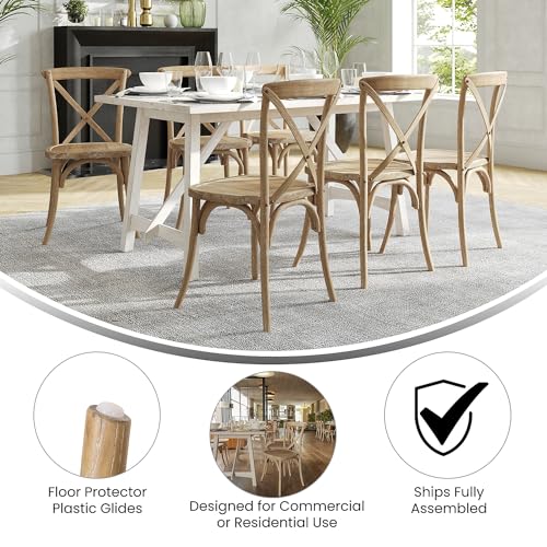 Flash Furniture Advantage Medium Natural With White Grain X Back Chair