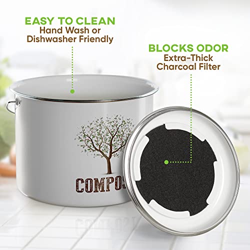 Third Rock 1.0 Gallon Kitchen Compost Bin Countertop Charcoal Filter Included