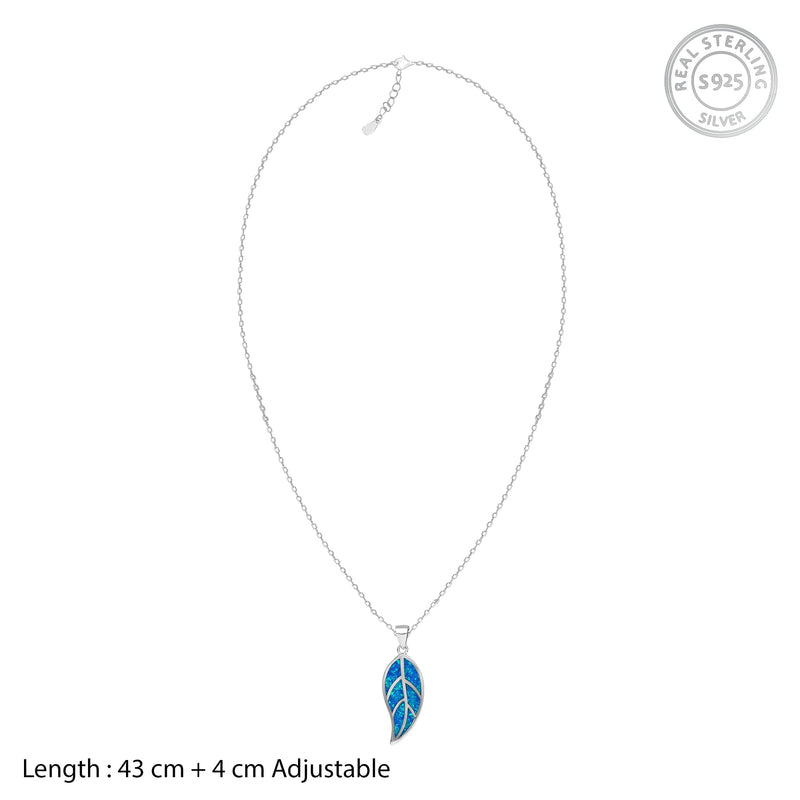 GIVA 925 Hypoallergenic Sterling Silver Mystic Blue Leaf Pendant with Link Chain for Women and Girls