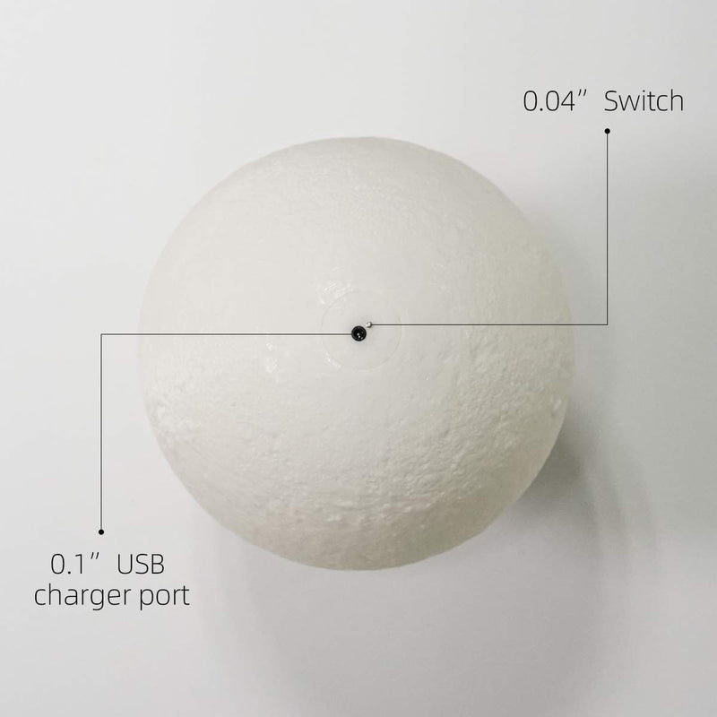 Mydethun Moon Lamp 5.9 Inch 3D Printed Lunar Lamp Moon Light White & Yellow