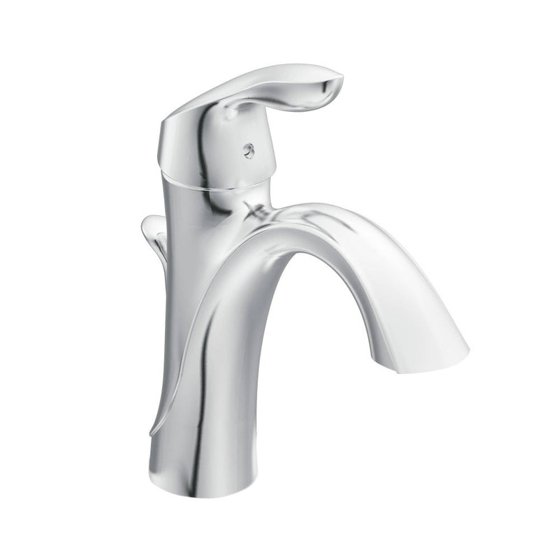 Moen Eva Chrome One Handle Single Hole Bathroom Sink Faucet with Optional Deckplate