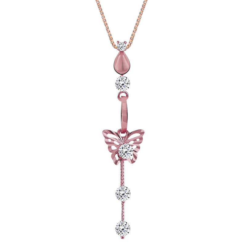 GIVA 925 Sterling Silver Rose Gold Charming Butterfly Pendant with Box Chain