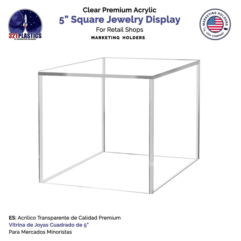 5 INch Acrylic Display Riser Box with One Open Side No Lid Versatile Clear Square Lucite