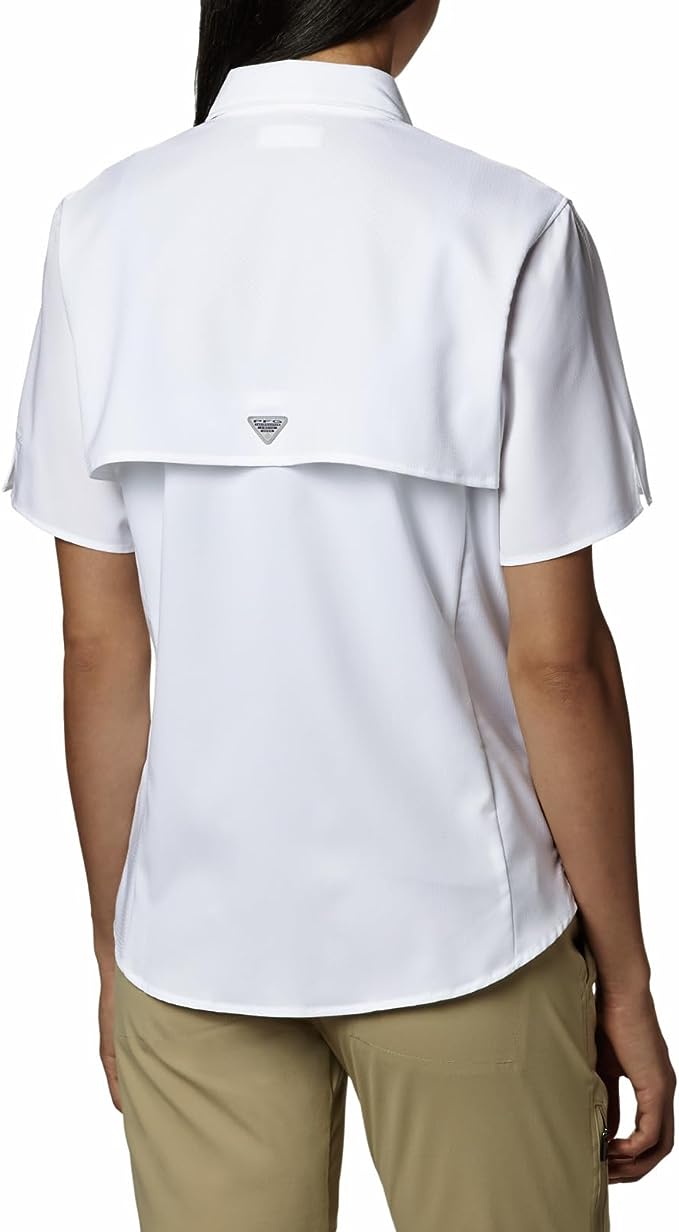Columbia Women’s PFG Bahama Short Sleeve Shirt, White Cap Medium