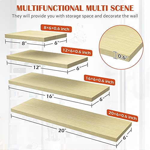 Mrgl Floating Shelves 4 Pcs Up to 20 Inch Large Wall Shelf Oak Color
