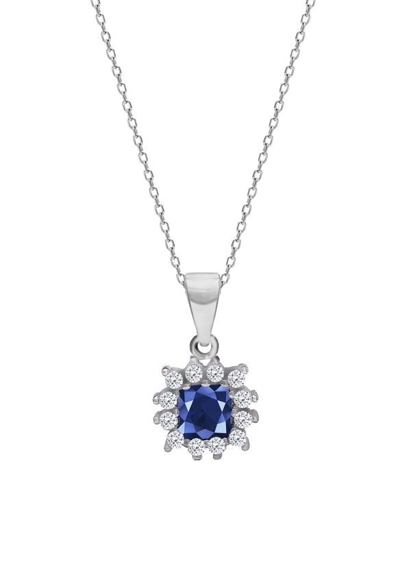 Giva 925 Hypoallergenic Sterling Silver Royal Blue Pendant With Link Chain