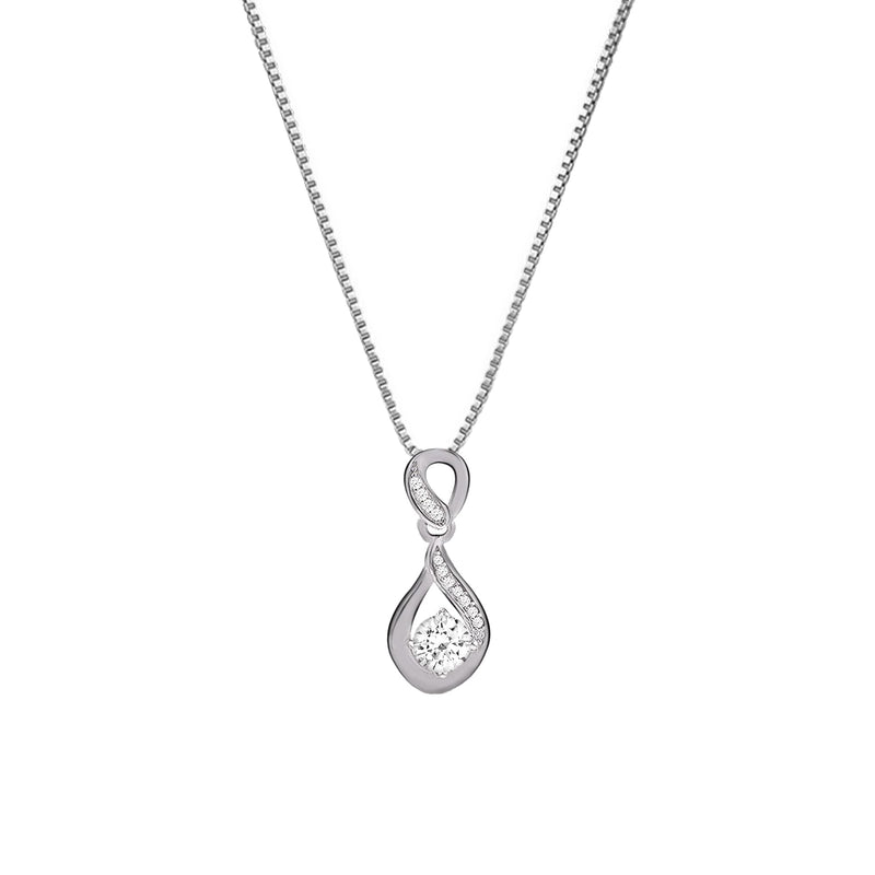 GIVA 925 Hypoallergenic Silver Twist Zirconia Stone Pendant Necklace for Women