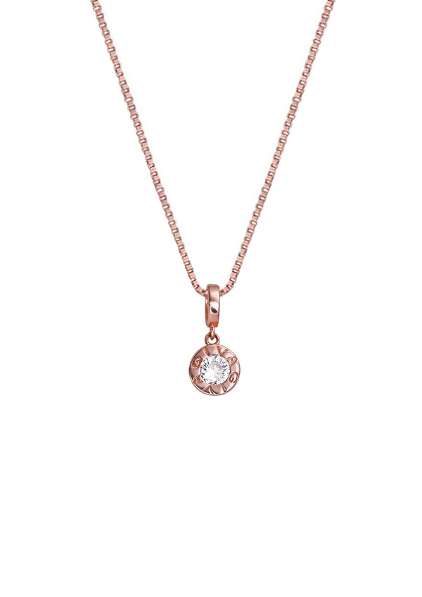 GIVA 925 Hypoallergenic Sterling Silver Rose Gold Minimal Zircon Pendant with Link Chain