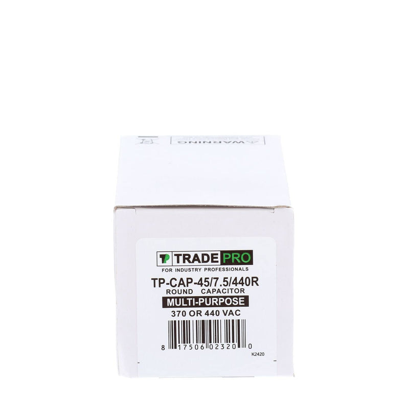 TRADEPRO 45+7.5 MFD 440V Round Dual Run Capacitor - 60000 Hour Lifespan