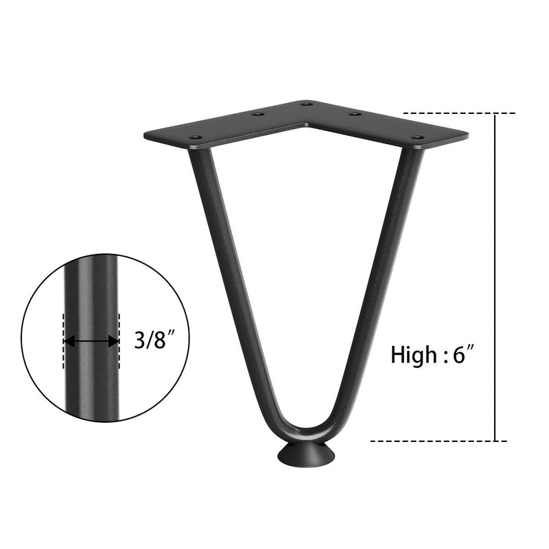 Smartstandard 6 Heavy Duty Hairpin Furniture Legs Black Metal Floor Protectors