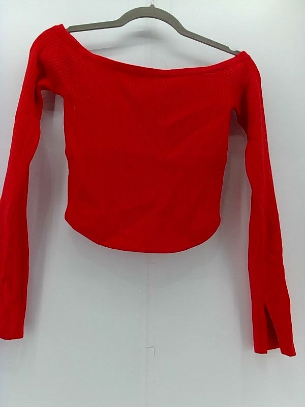 Women's Stretch Off-Shoulder Red Sweater - Medium