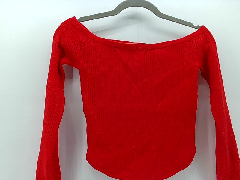 Women's Stretch Off-Shoulder Red Sweater - Medium