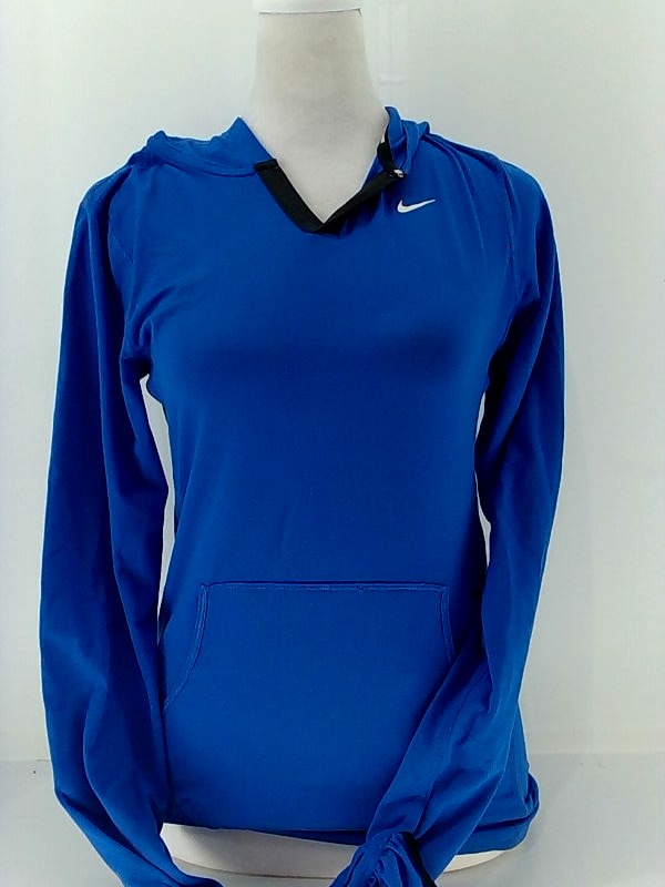 Nike Womens Dri Fit Running Top Hoodie Color Royal Blue & Black Size XSmall