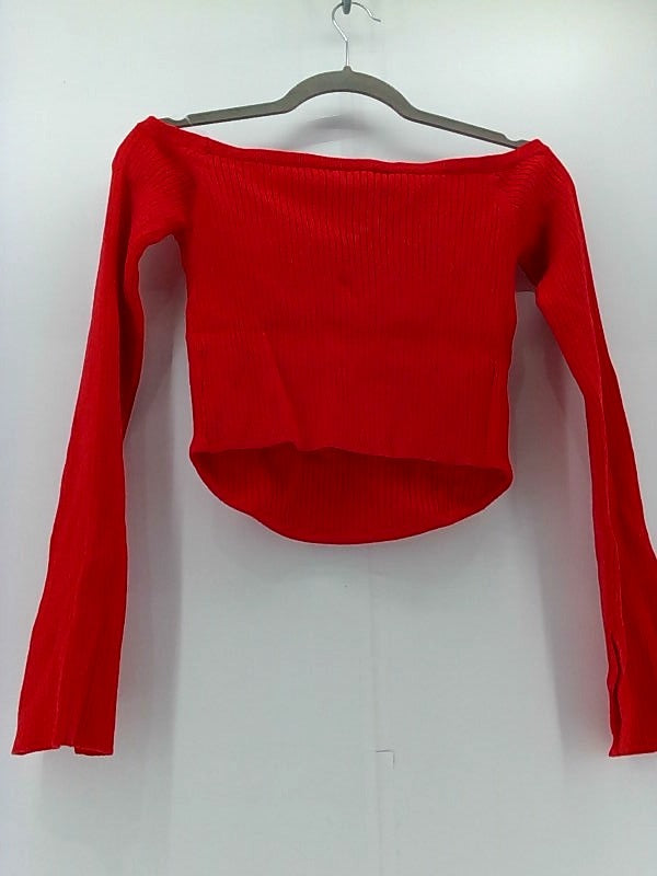 Women's Stretch Off-Shoulder Red Sweater - Medium