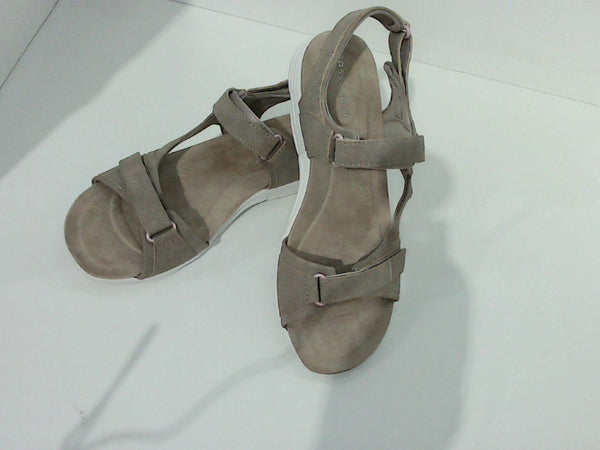 Easy Spirit Womens TAUPE 240 Open Toe Walking & Hiking Wedge Sandals Color Taupe Size 6m