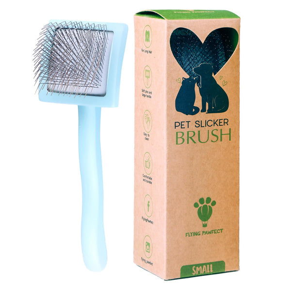 Pet Slicker Brush Stainless Steel Pins Baby Blue