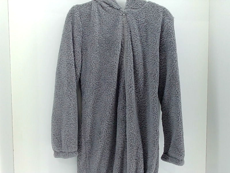 Cozy Women's Grey Pajama Set with Zipper - Large