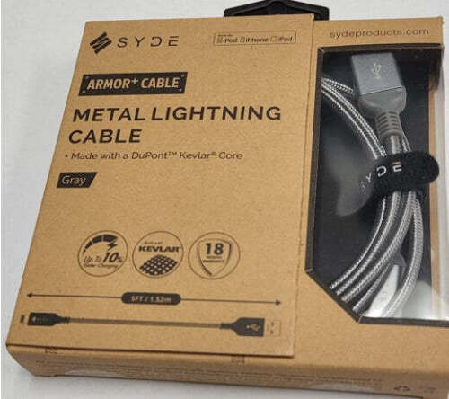 Syde Armor Cable Metal Micro Usb Cable 5ft 1.52m Gray