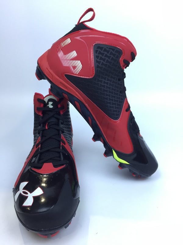 Under Armour Men Sport Cleat Color Redblack Size 15 Pair of Shoes