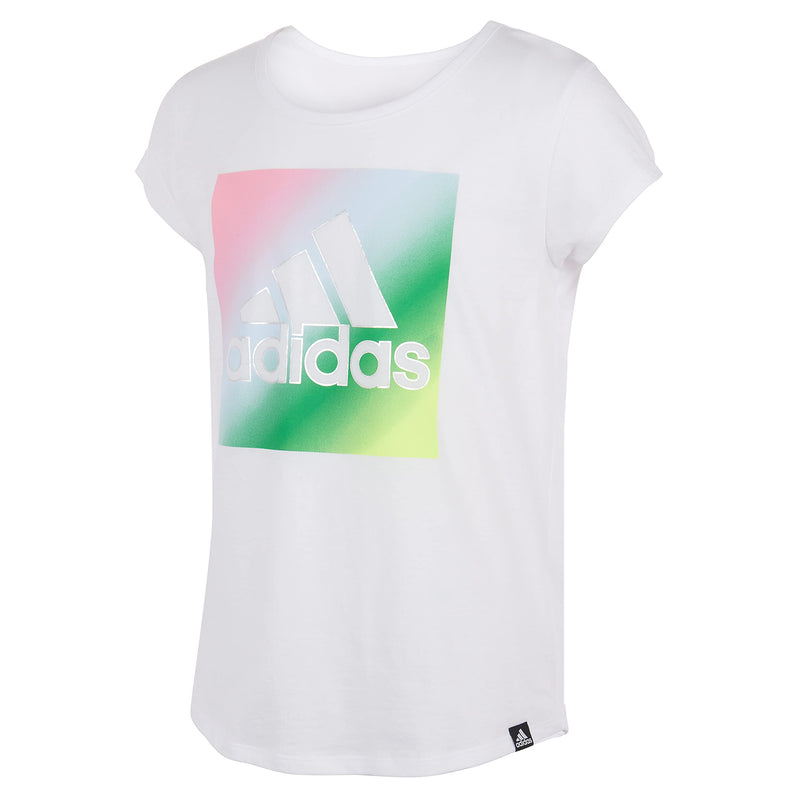 Adidas Girls' Scoop Neck Tee Multicolor Print Small