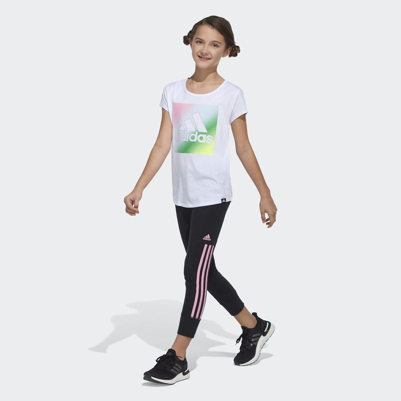 Adidas Girls' Scoop Neck Tee Multicolor Print Small