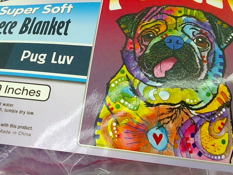 Pug Luv Super Soft Fleece Blanket 75 X 90 Inches