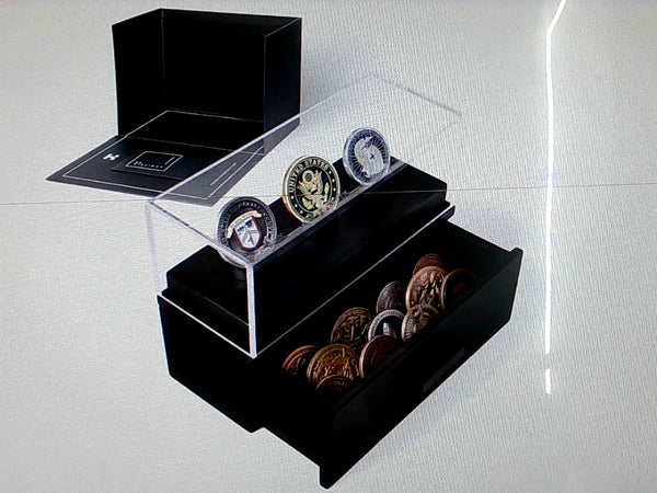 Black Coin Display and Storage Box with 3 Slots