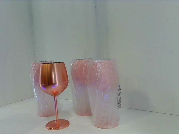 Set of 4 Pink Metallic Wine Glasses Home Accessory