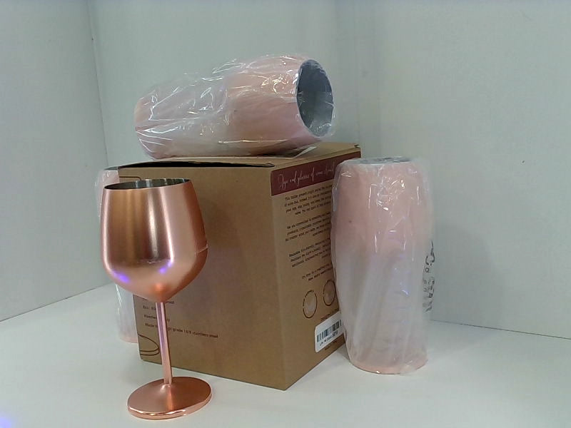 Set of 4 Pink Metallic Wine Glasses Home Accessory