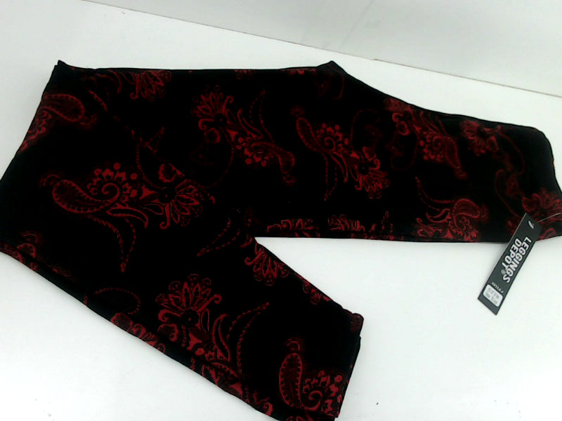 Black and Red Paisley Print Leggings - Onesize