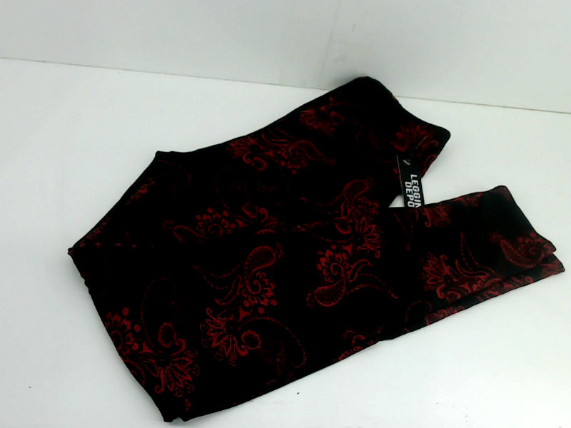 Black and Red Paisley Print Leggings - Onesize