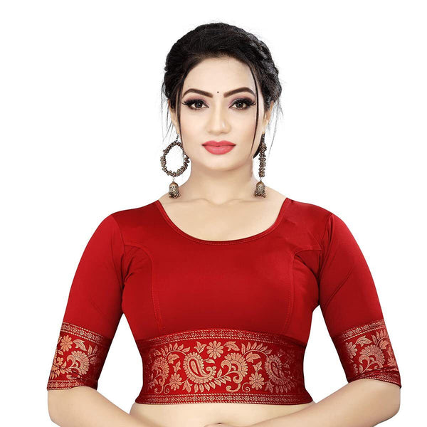 Elbow Sleeve Simple Ready to Wear Indian Top Saree Blouse Ethnic