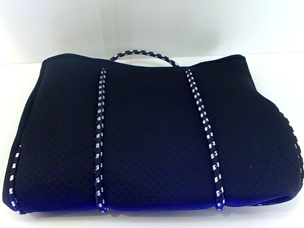 Large Black Tote Bag with Braided Handles