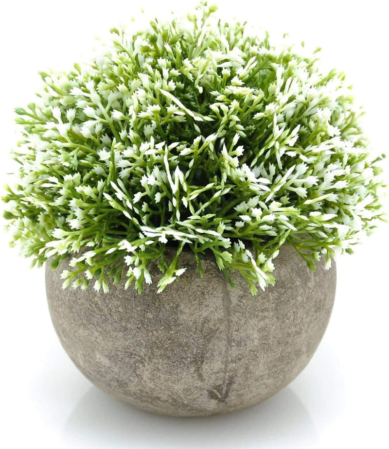 Velener White Mini Artificial Plant Topiary Ball Pot Set Color Green and White Size 5